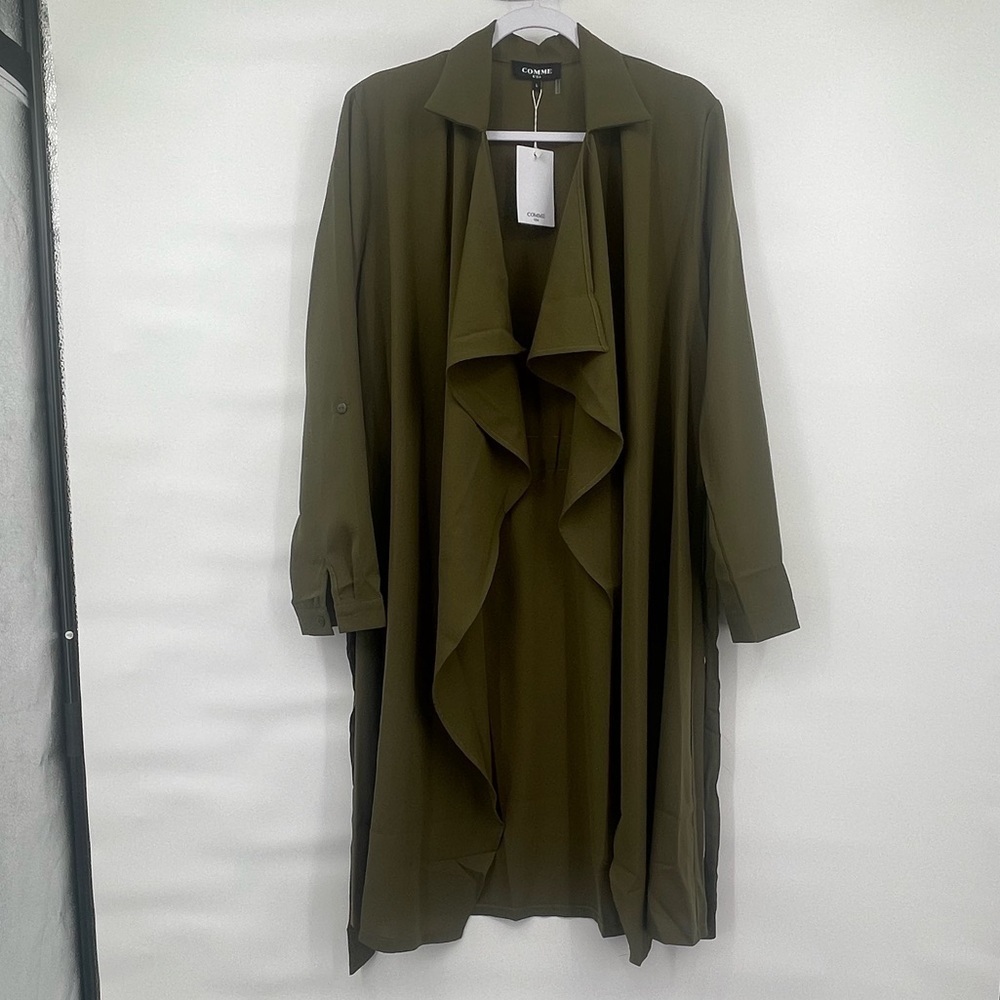 Comme USA NWT amazon army green lightweight cover up trench style shirt